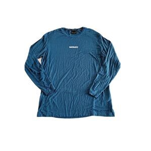 Alphalete Mens Large Performance Fit Long Sleeve Gym T Shirt Stretch Cotton Blue